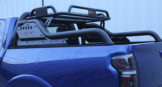 สปอร์ตโรลบาร์เหล็กสีดำ 4X4 พร้อมแร็คหลังคาสำหรับ Hilux Revo Ford Ranger